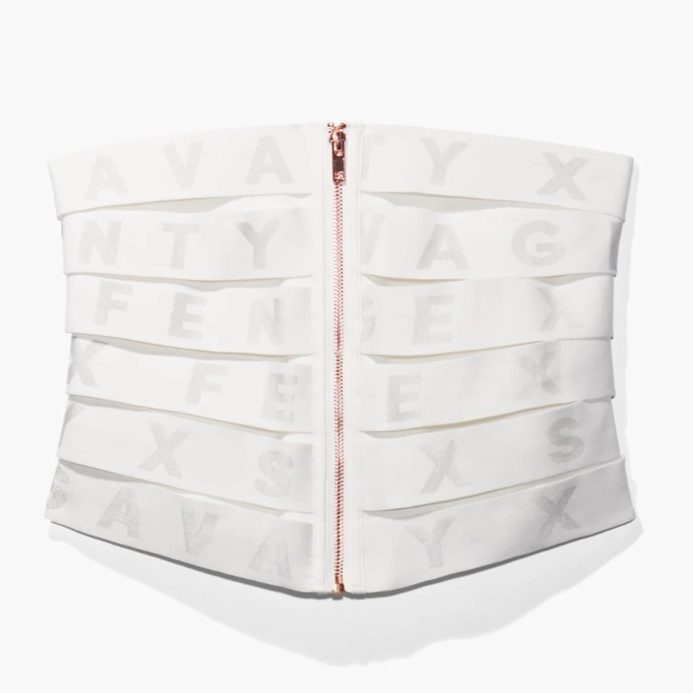 Savage X Fenty White Strap Bandeau Corset with Rose Gold Zip